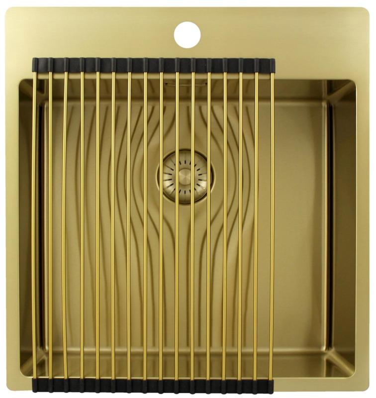 Pure.Sink Exclusivo Gyllene diskbänk 49x52 cm Tapwing med kranhålsbänk 10mm radie PEX4540T-60