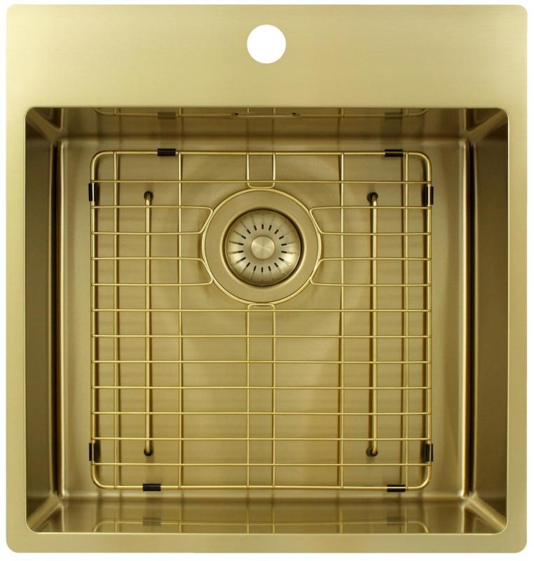 Pure.Sink Exclusivo Gyllene diskbänk 49x52 cm Tapwing med kranhålsbänk 10mm radie PEX4540T-60