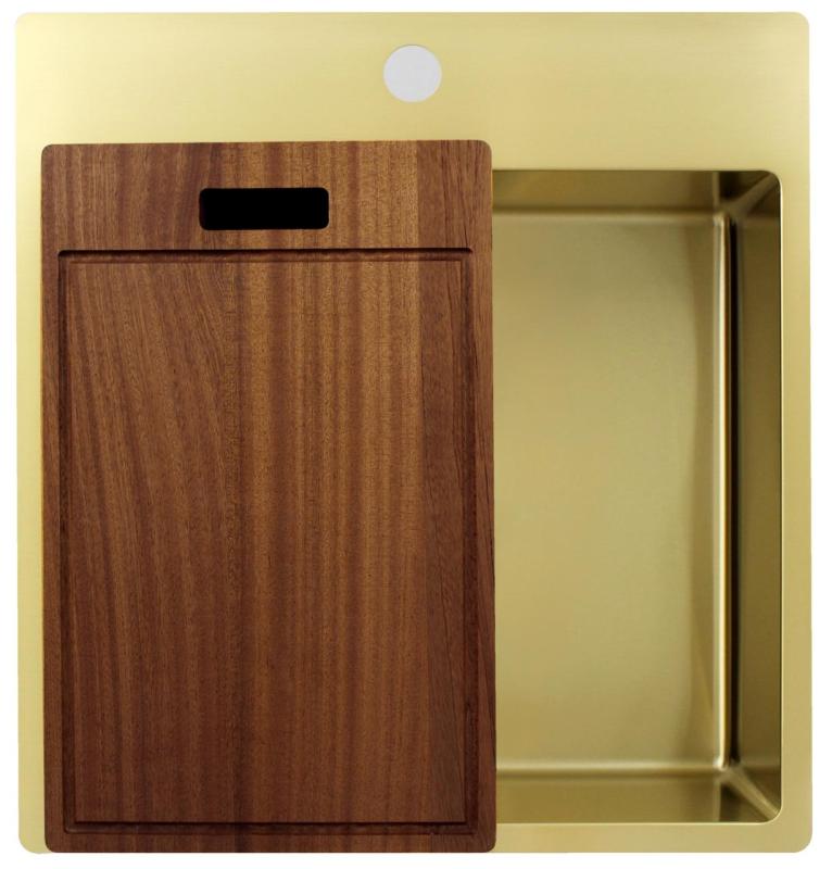 Pure.Sink Exclusivo Gyllene diskbänk 49x52 cm Tapwing med kranhålsbänk 10mm radie PEX4540T-60