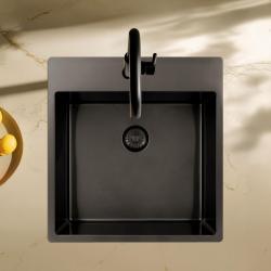 Pure.Sink Exclusivo Gun Metal diskbänk 49x52 cm Tapwing med kranhålsbänk 10mm radie PEX4540T-61