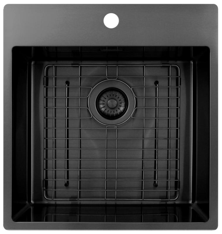 Pure.Sink Exclusivo Gun Metal diskbänk 49x52 cm Tapwing med kranhålsbänk 10mm radie PEX4540T-61