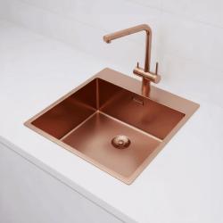 Pure.Sink Exclusivo Koppar diskho 49x52 cm Tapwing med kranhålsbänk 10mm radie PEX4540T-62