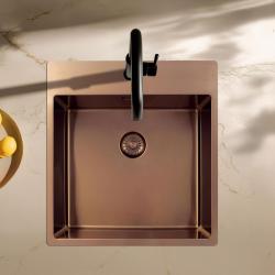 Pure.Sink Exclusivo Koppar diskho 49x52 cm Tapwing med kranhålsbänk 10mm radie PEX4540T-62