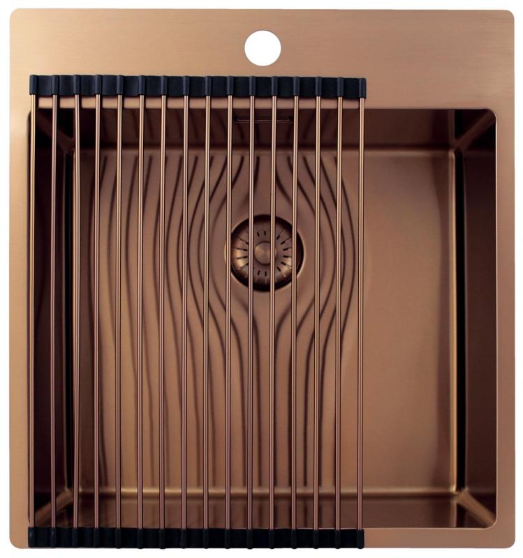 Pure.Sink Exclusivo Koppar diskho 49x52 cm Tapwing med kranhålsbänk 10mm radie PEX4540T-62