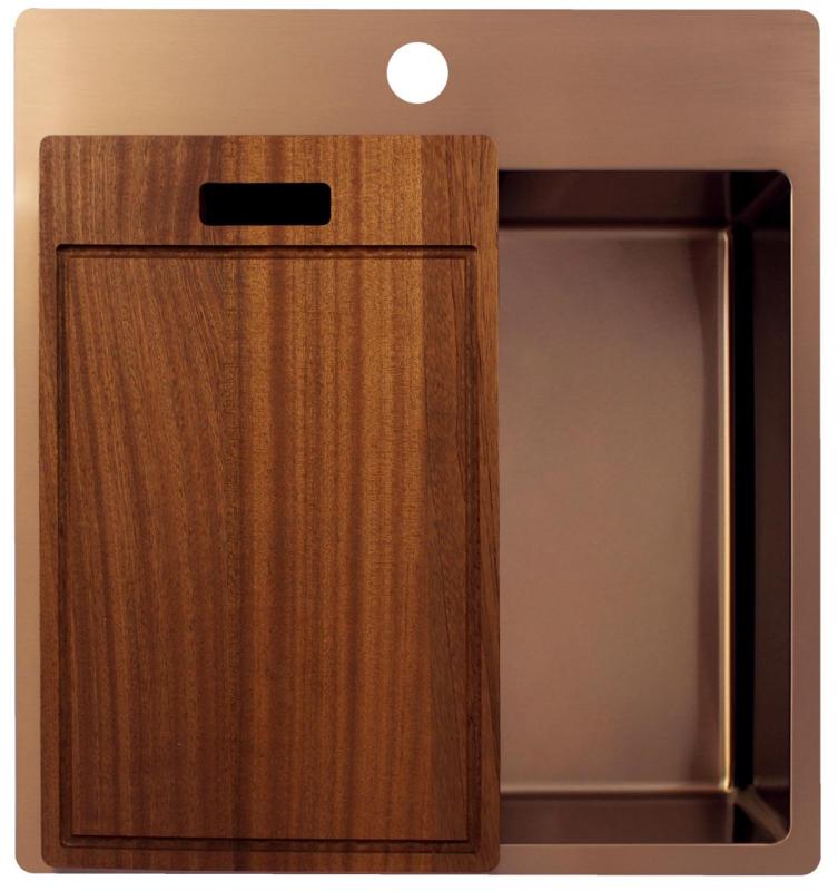 Pure.Sink Exclusivo Koppar diskho 49x52 cm Tapwing med kranhålsbänk 10mm radie PEX4540T-62