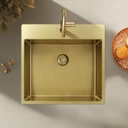 Pure.Sink Exclusivo Gyllene diskbänk 54x52 cm Tapwing med kranhålsbänk 10mm radie PEX5040T-60