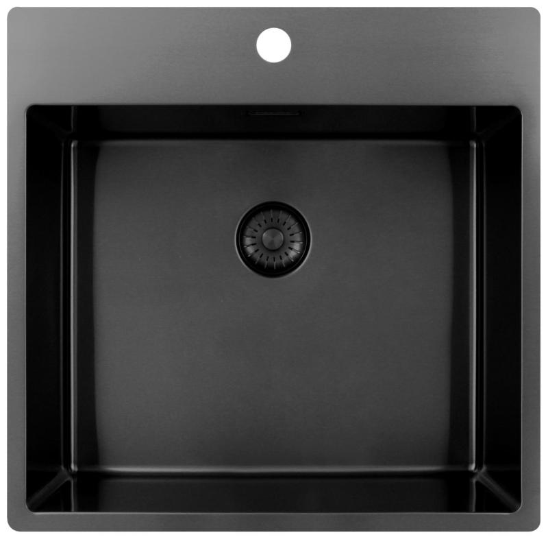 Pure.Sink Exclusivo Gun Metal diskbänk 54x52 cm Tapwing med kranhålsbänk 10mm radie PEX5040T-61