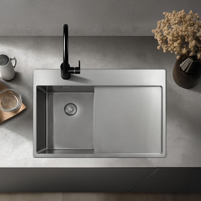 Pure.Sink Exclusivo RVS liten diskho med droppdel 78x52 cm Tapwing till vänster PEX3478LT-02