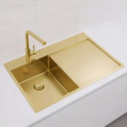 Pure.Sink Exclusivo Gyllene liten diskho med avrinningsdel 78x52 cm Kranvinge vänster PEX3478LT-60