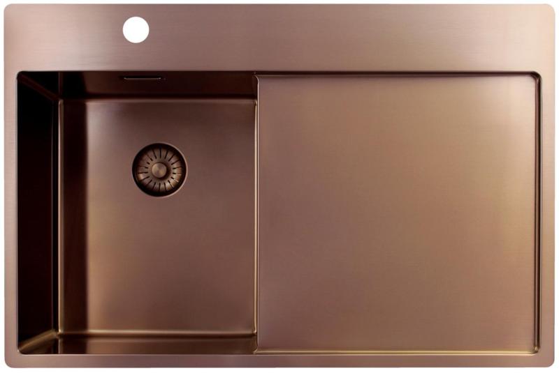 Pure.Sink Exclusivo Koppar liten diskbänk med avrinningsyta 78x52 cm Tapwing vänster PEX3478LT-62