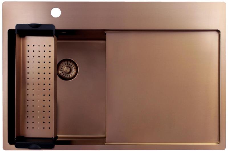 Pure.Sink Exclusivo Koppar liten diskbänk med avrinningsyta 78x52 cm Tapwing vänster PEX3478LT-62