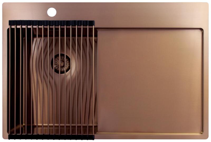 Pure.Sink Exclusivo Koppar liten diskbänk med avrinningsyta 78x52 cm Tapwing vänster PEX3478LT-62