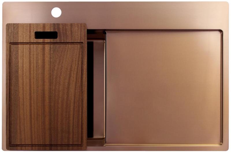 Pure.Sink Exclusivo Koppar liten diskbänk med avrinningsyta 78x52 cm Tapwing vänster PEX3478LT-62