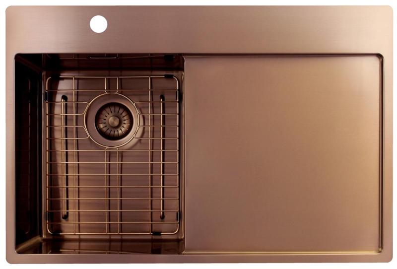 Pure.Sink Exclusivo Koppar liten diskbänk med avrinningsyta 78x52 cm Tapwing vänster PEX3478LT-62