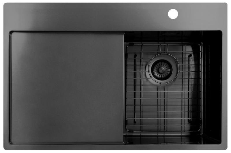 Pure.Sink Exclusivo Gun Metal liten diskho med avrinningsyta 78x52 cm Tapwing höger PEX3478RT-61