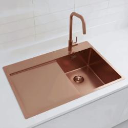Pure.Sink Exclusivo Koppar liten diskbänk med avrinningsområde 78x52 cm Tapwing till höger PEX3478RT-62