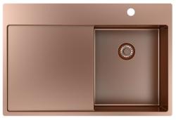Pure.Sink Exclusivo Koppar liten diskbänk med avrinningsområde 78x52 cm Tapwing till höger PEX3478RT-62