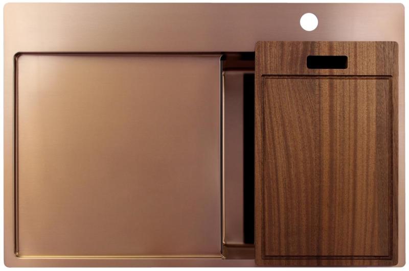 Pure.Sink Exclusivo Koppar liten diskbänk med avrinningsområde 78x52 cm Tapwing till höger PEX3478RT-62