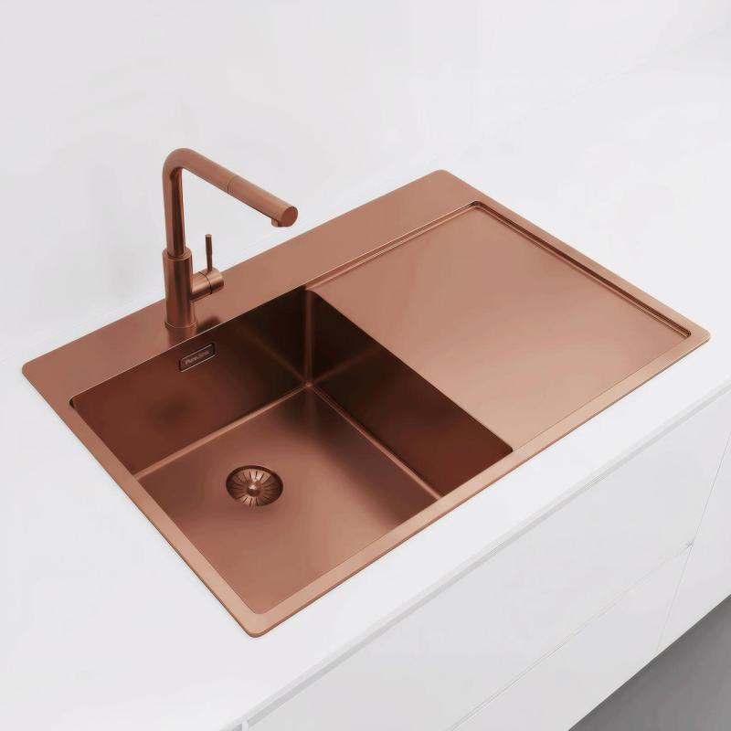 Pure.Sink Exclusivo Koppar diskho med avrinningsdel 78x52 cm Tapwing vänster PEX4078LT-62