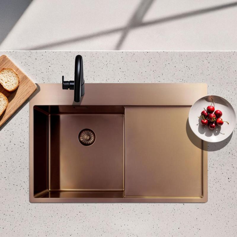 Pure.Sink Exclusivo Koppar diskho med avrinningsdel 78x52 cm Tapwing vänster PEX4078LT-62