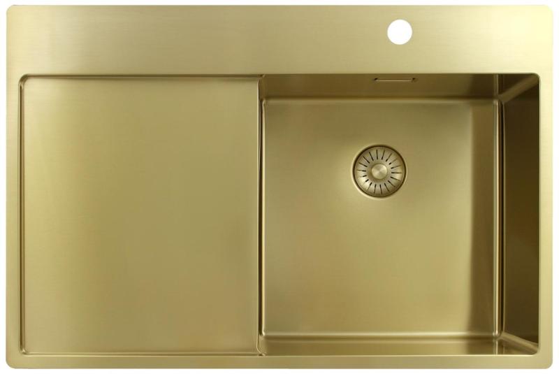Pure.Sink Exclusivo Guld diskho med avrinningsyta 78x52 cm Kranvinge höger PEX4078RT-60