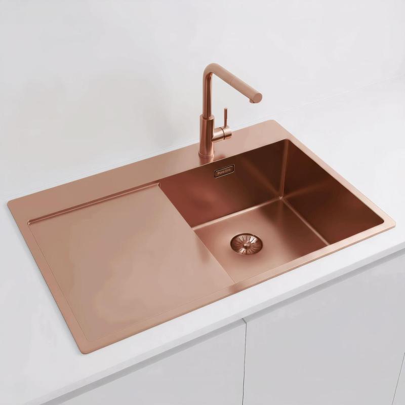 Pure.Sink Exclusivo Koppar diskho med droppningsområde 78x52 cm Tapwing höger PEX4078RT-62