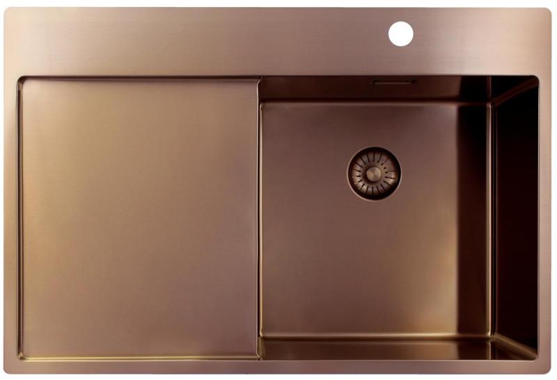 Pure.Sink Exclusivo Koppar diskho med droppningsområde 78x52 cm Tapwing höger PEX4078RT-62