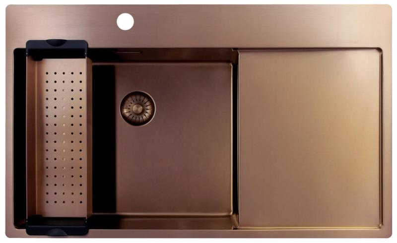 Pure.Sink Exclusivo Koppar diskbänk med avrinningsyta 86x52 cm Tapwing vänster PEX5086LT-62