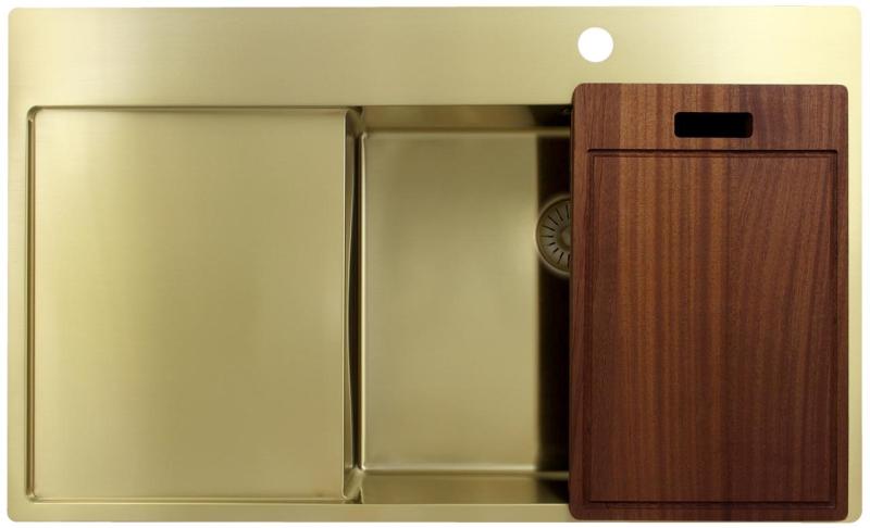 Pure.Sink Exclusivo Guld diskho med droppdel 86x52 cm Tapwing till höger PEX5086RT-60