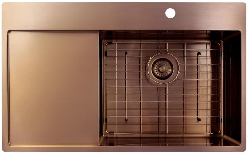 Pure.Sink Exclusivo Koppar diskho med droppskydd 86x52 cm Tapwing höger PEX5086RT-62