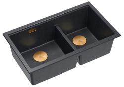 Quadri Newport II Dubbel Antracit Granit Infälld Diskho 76x45 cm med Kopparplugg 1208971359