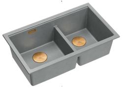 Quadri Newport II Dubbel Grå Granit Uppbyggnad Diskho 76x45 cm med Kopparplugg 1208971360