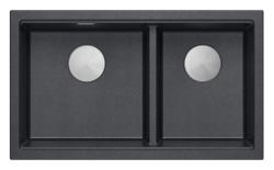 Quadri Newport II Dubbel Antracit Granit Påbyggnadsdiskho 76x45 cm med RVS plugg 1208971369