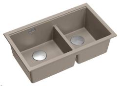 Quadri Newport II Dubbel Taupe Granit Infälld Diskho 76x45 cm med RVS plugg 1208971372