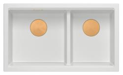 Quadri Newport II Dubbel Vit Granit Undermonterad Diskho 702 x 390 mm med Kopparplugg 1208971373
