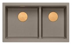 Quadri Newport II Dubbel Taupe Granit Undermonterad Diskbänk 702 x 390 mm med Kopparpropp 1208971377