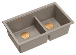 Quadri Newport II Dubbel Taupe Granit Undermonterad Diskbänk 702 x 390 mm med Kopparpropp 1208971377