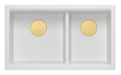 Quadri Newport II Dubbel Vit Granit Undermonterad Diskho 702 x 390 mm med Guldplugg 1208971378