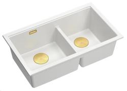 Quadri Newport II Dubbel Vit Granit Undermonterad Diskho 702 x 390 mm med Guldplugg 1208971378
