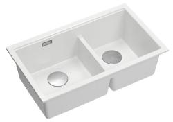 Quadri Newport II Dubbel Vit Granit Undermonterad Diskho 702 x 390 mm med Rostfritt Stål propp 1208971383
