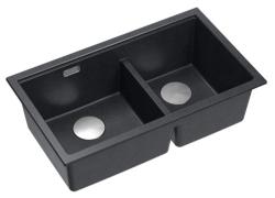 Quadri Newport II Dubbel Antracit Granit Undermonterad Diskbänk 702 x 390 mm med Rostfri Plugg 1208971384