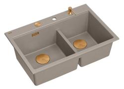 Quadri Hard Rock Dubbel Taupe Granit Påbyggnadsho 76x50 cm med Kopparplugg och tillbehör 1208971391