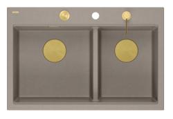 Quadri Hard Rock Dubbel Taupe Granit Påbyggnad Diskho 76x50 cm med Guldplugg och tillbehör 1208971396
