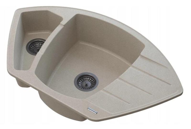 Graniteland Monte Granit beige Hörndiskbänk påbyggnad 901x538mm med Rostfritt stål Plug 1208971414