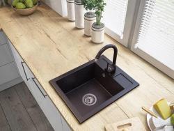 Graniteland Prest Granit Arduin hårdstenslook diskbänk Tapwing med kranhålsbänk uppförande 400x500mm med rostfritt stålpropp 1208971420