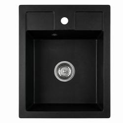 Graniteland Prest Granit svart diskbänk Tapwing med kranhålsbänk påbyggnad 400x500mm med RVS Plug 1208971421