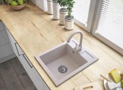 Graniteland Prest Granit beige diskbänk Tapwing med kranhålsbänk påbyggnad 400x500mm med RVS Plug 1208971422