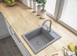 Graniteland Prest Granit grå diskbänk Tapwing med kranhålsbänk påbyggnad 400x500mm med RVS Plug 1208971425