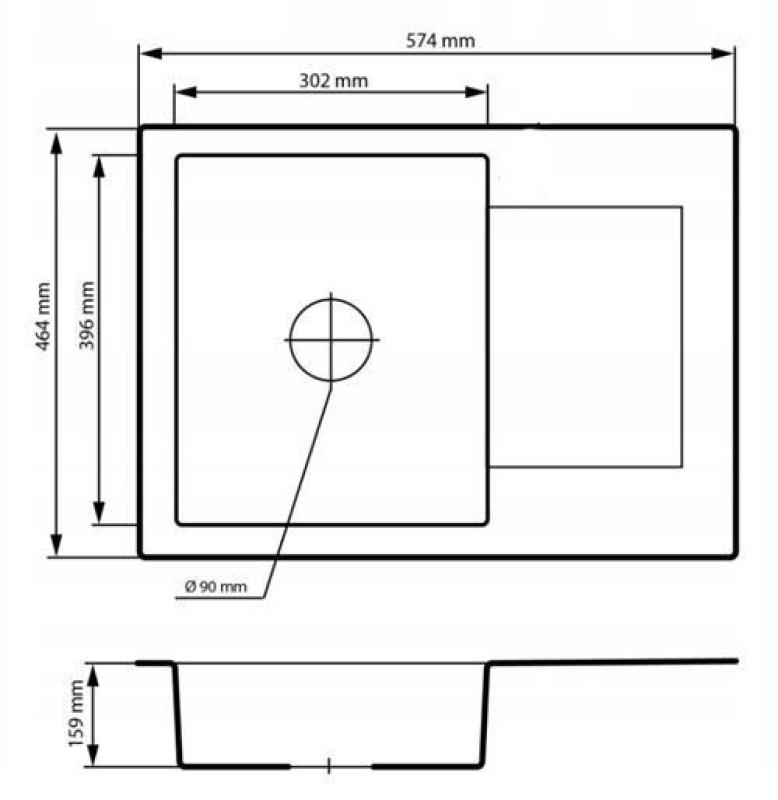 Graniteland Nex Granitgrå diskbänk med avrinningsdel 574x464 mm 1208971431