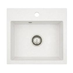 Graniteland Nera Granit Diskbänk 45x42 cm Vit Uppbyggnad med Kranhålsbänk och Rostfritt stål Plug 1208971435